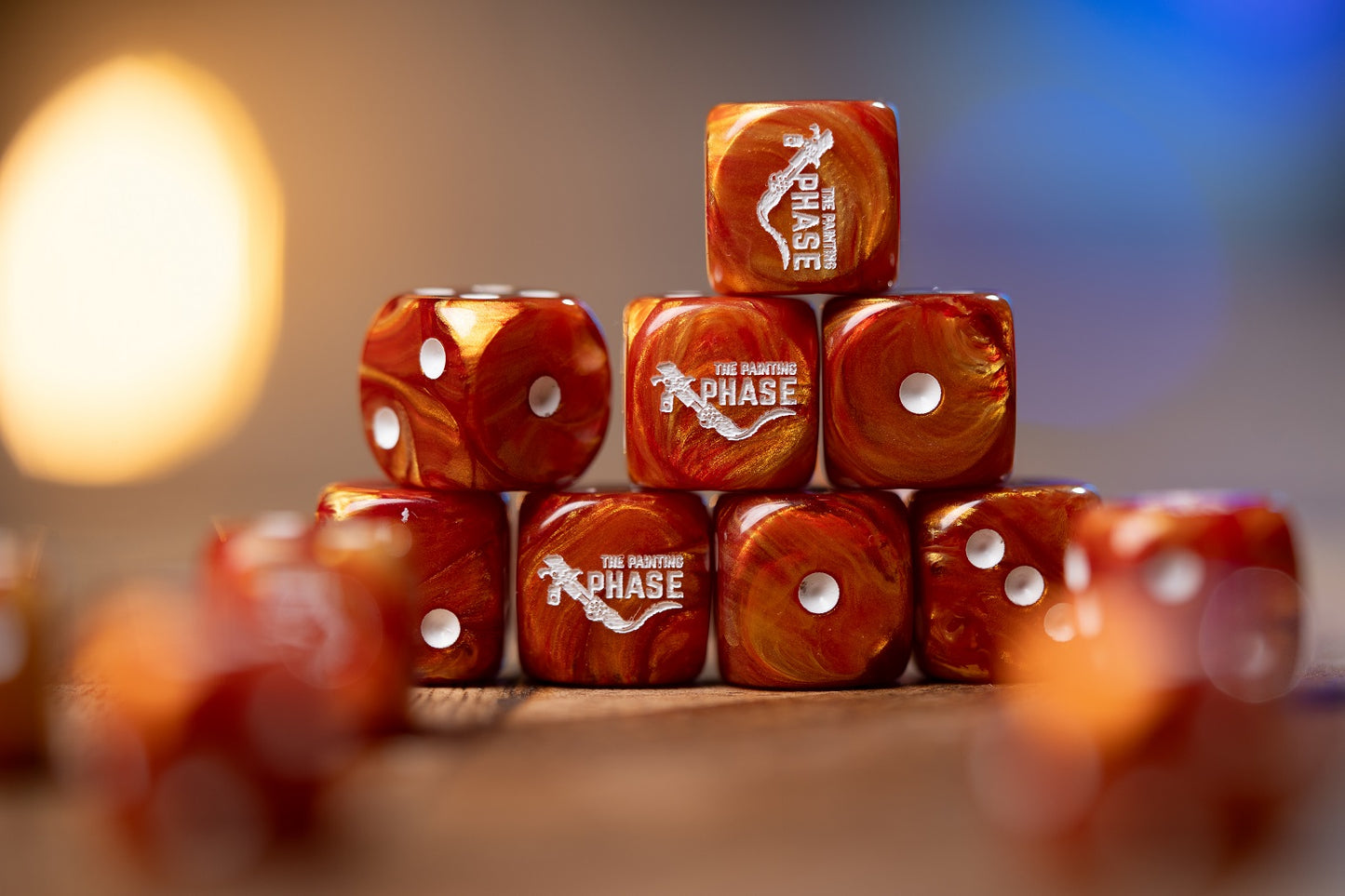 The Painting Phase: 10 Sunburst Orange Dice